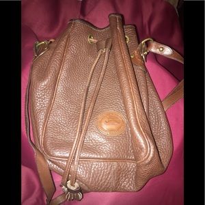 Dark chocolate drawstring bucket bag